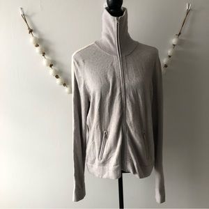 Banana Republic Grey & Cream Sweater Jacket Women's XL  Silk Angora Blend